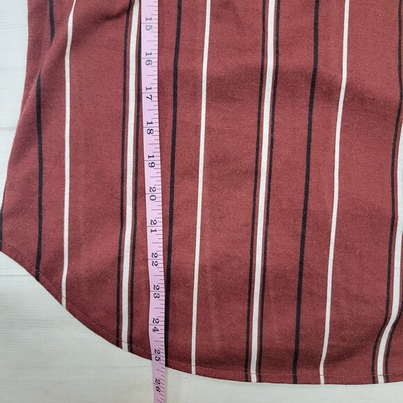 ALWAYS INDIGO Womens Red Stripe Zip Front Blouse Size Small - Picture 6 of 7
